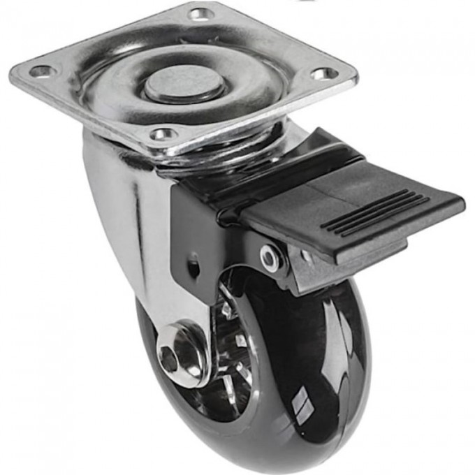 Колесо поворотное GTV KM-RD-50-CF-20, D-50мм, черное со стопором на площадке Brazylia, нагрузка 40кг (комплект 4 шт) KM-RD-50-CF-20-K